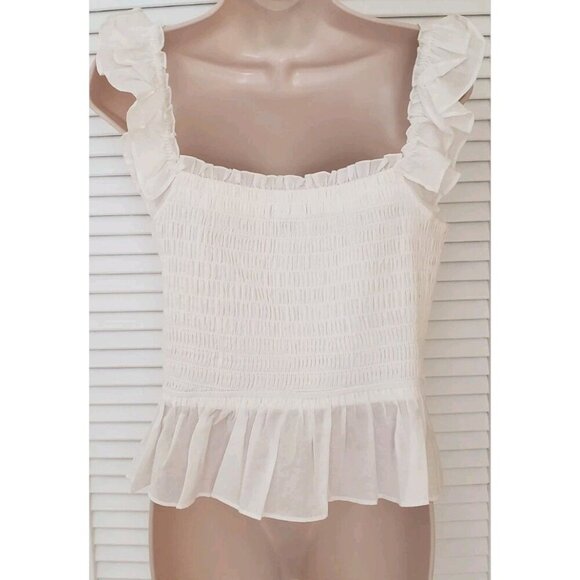 NEW INC INTERNATIONAL CONCEPTS WHITE SMOCKED BLOUSE LARGE - Picture 5 of 7